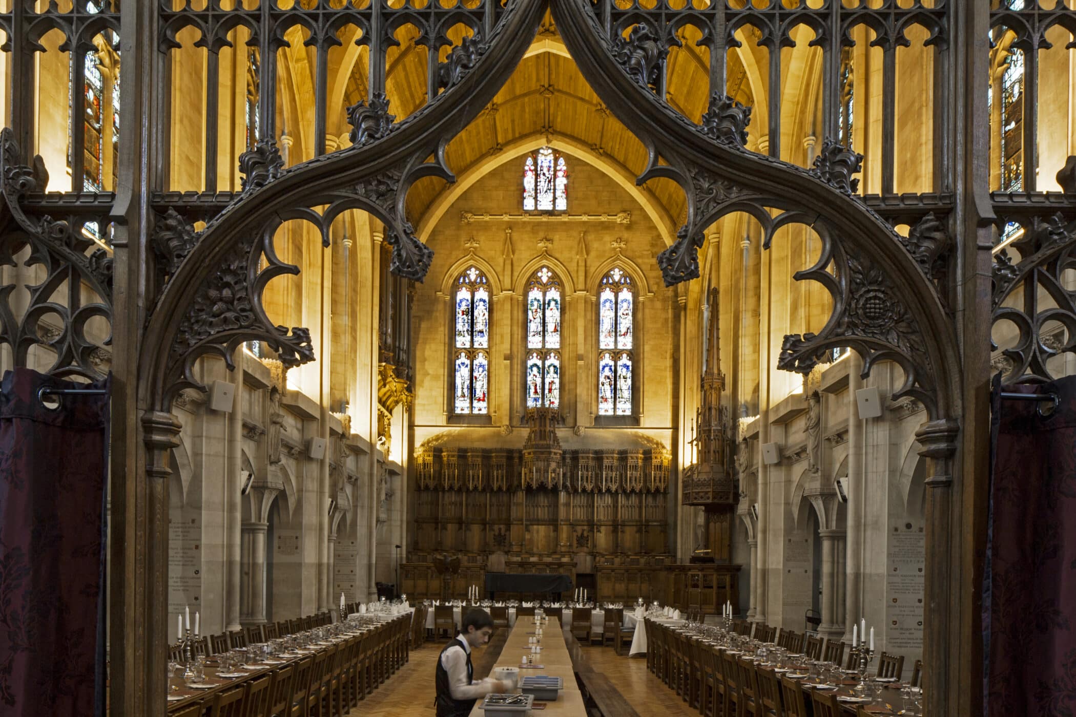 Chapel interior during formal hall.