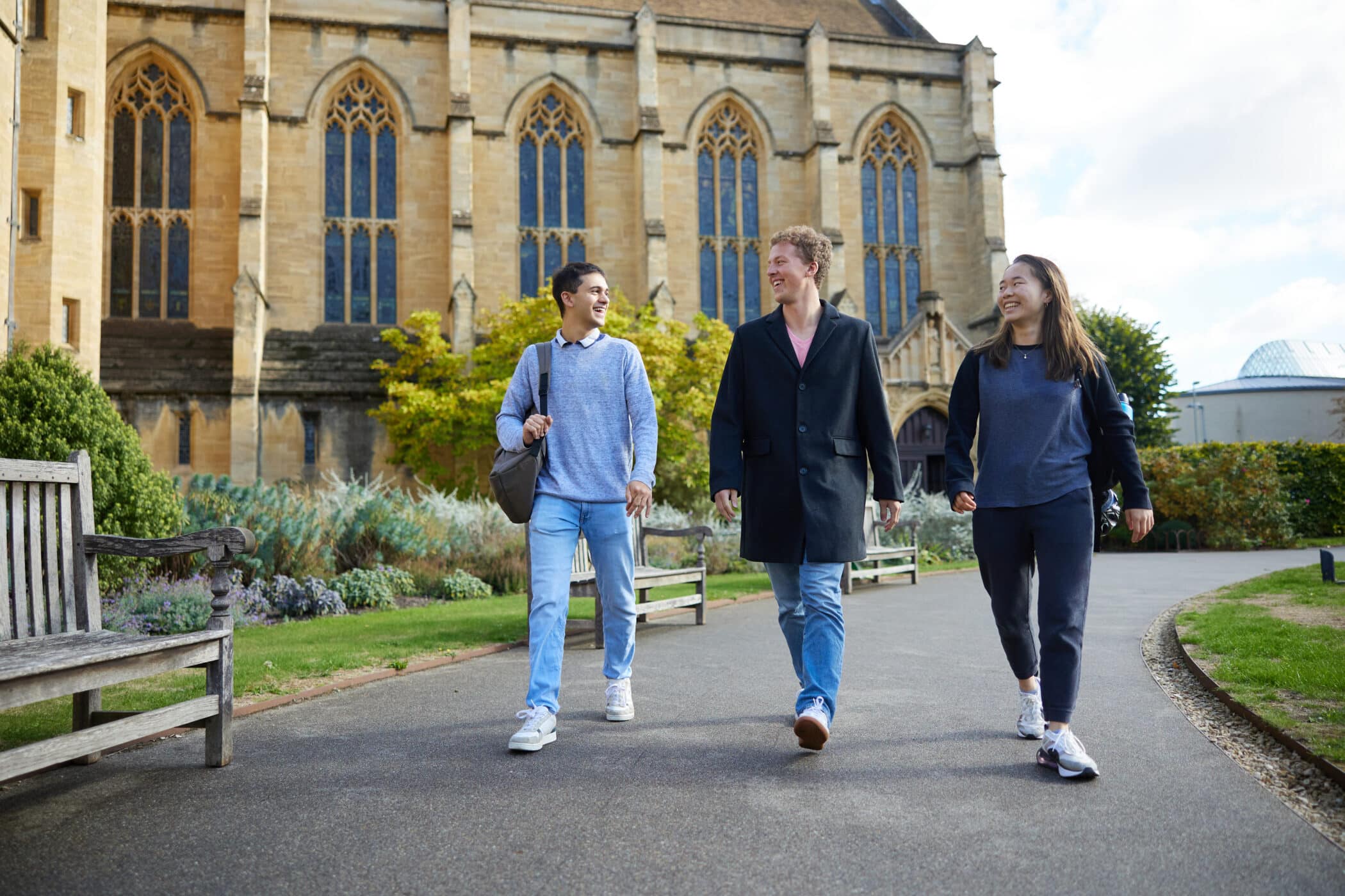 Students walking on College grounds.