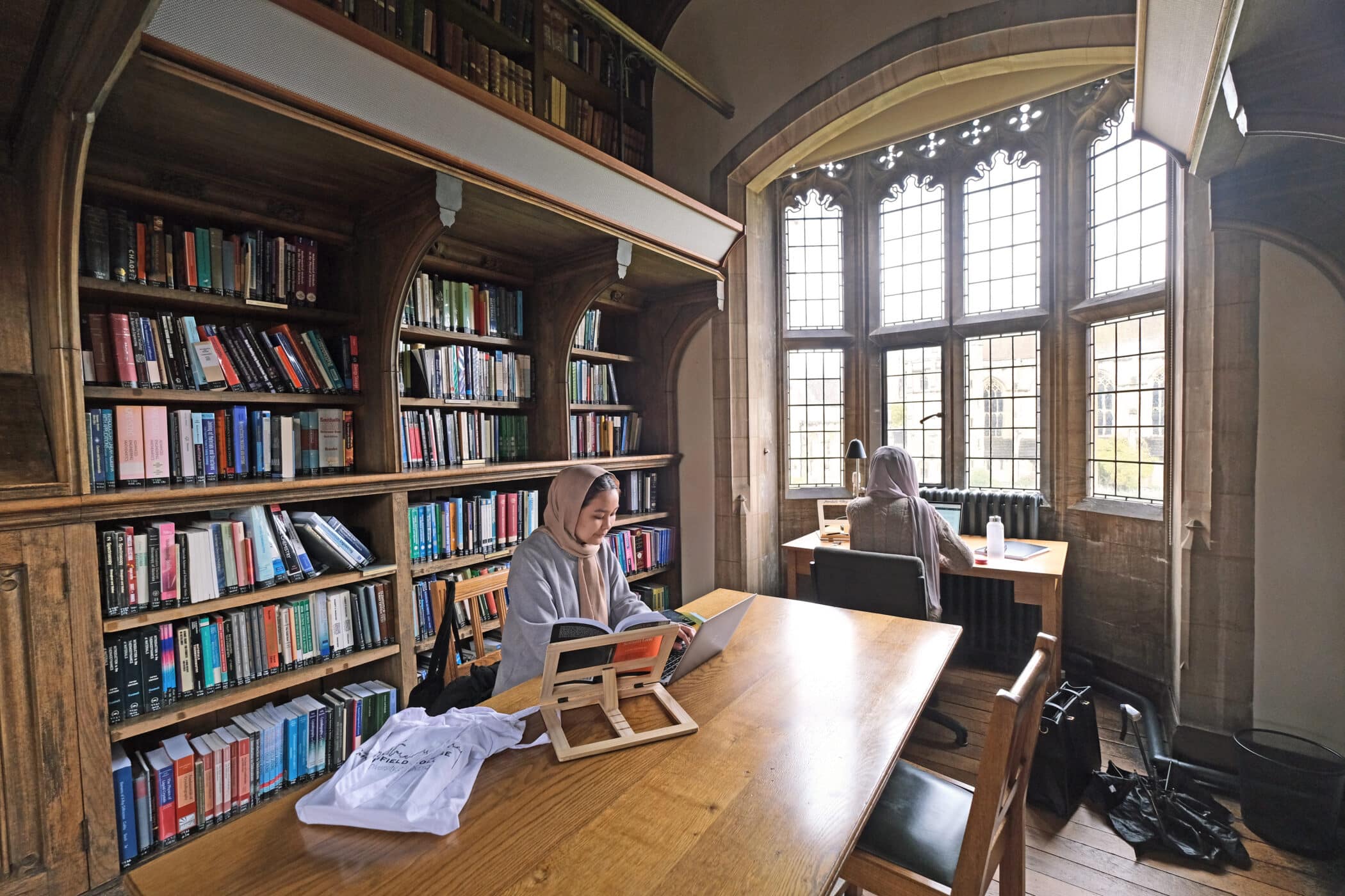 students studying in the library