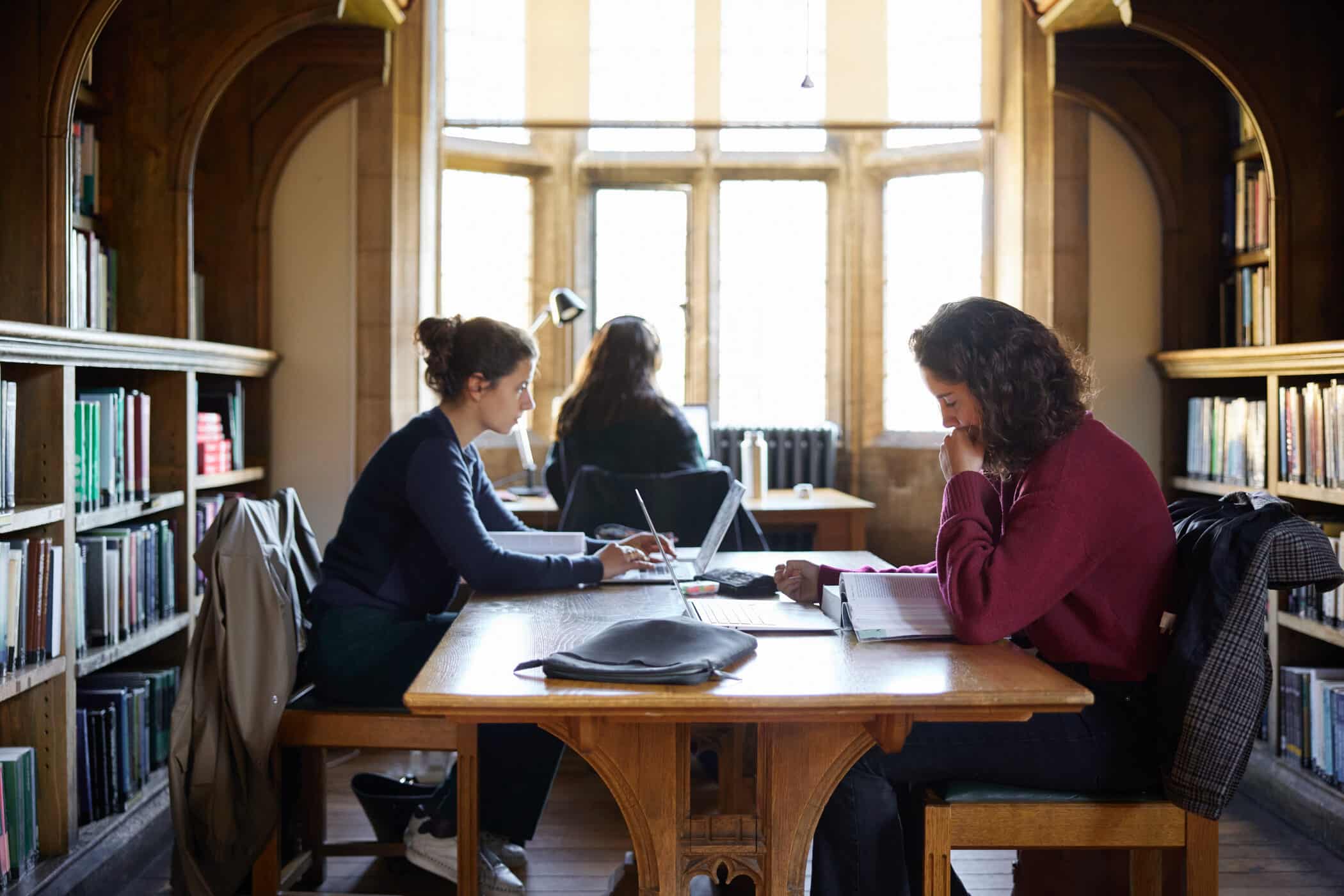 students studying in the library