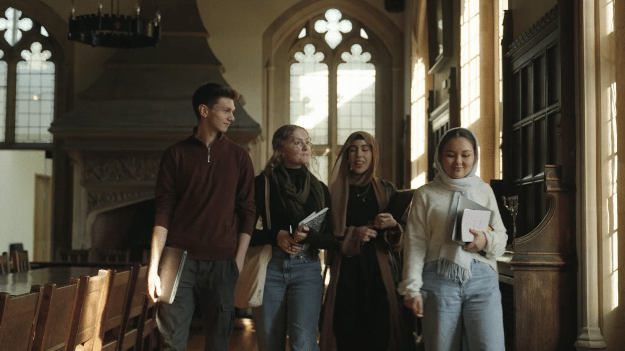 Students in the Old Hall walking