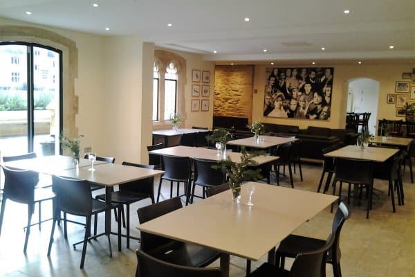 Crypt cafe interior tables