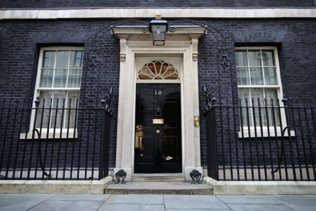 A general view of Number 10 Downing Street's front door