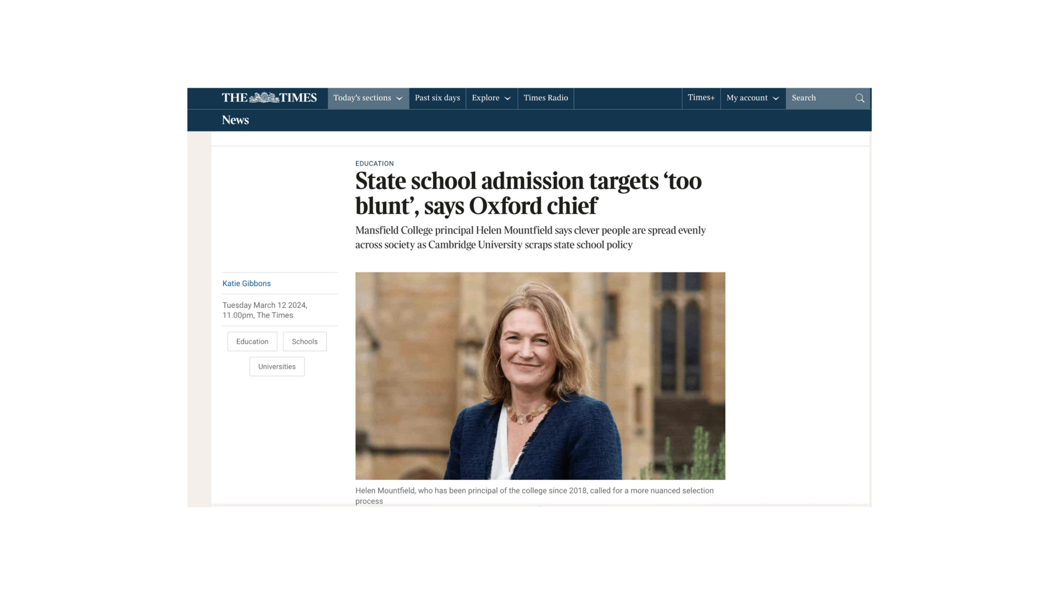 The Times article, Helen Mountfield, March 2024