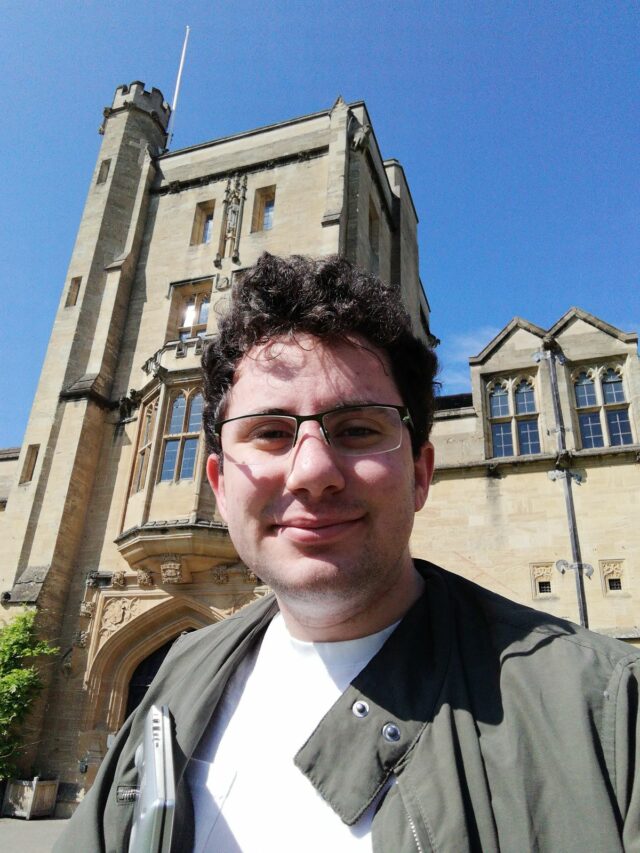 Daniel surrey by the Mansfield Tower