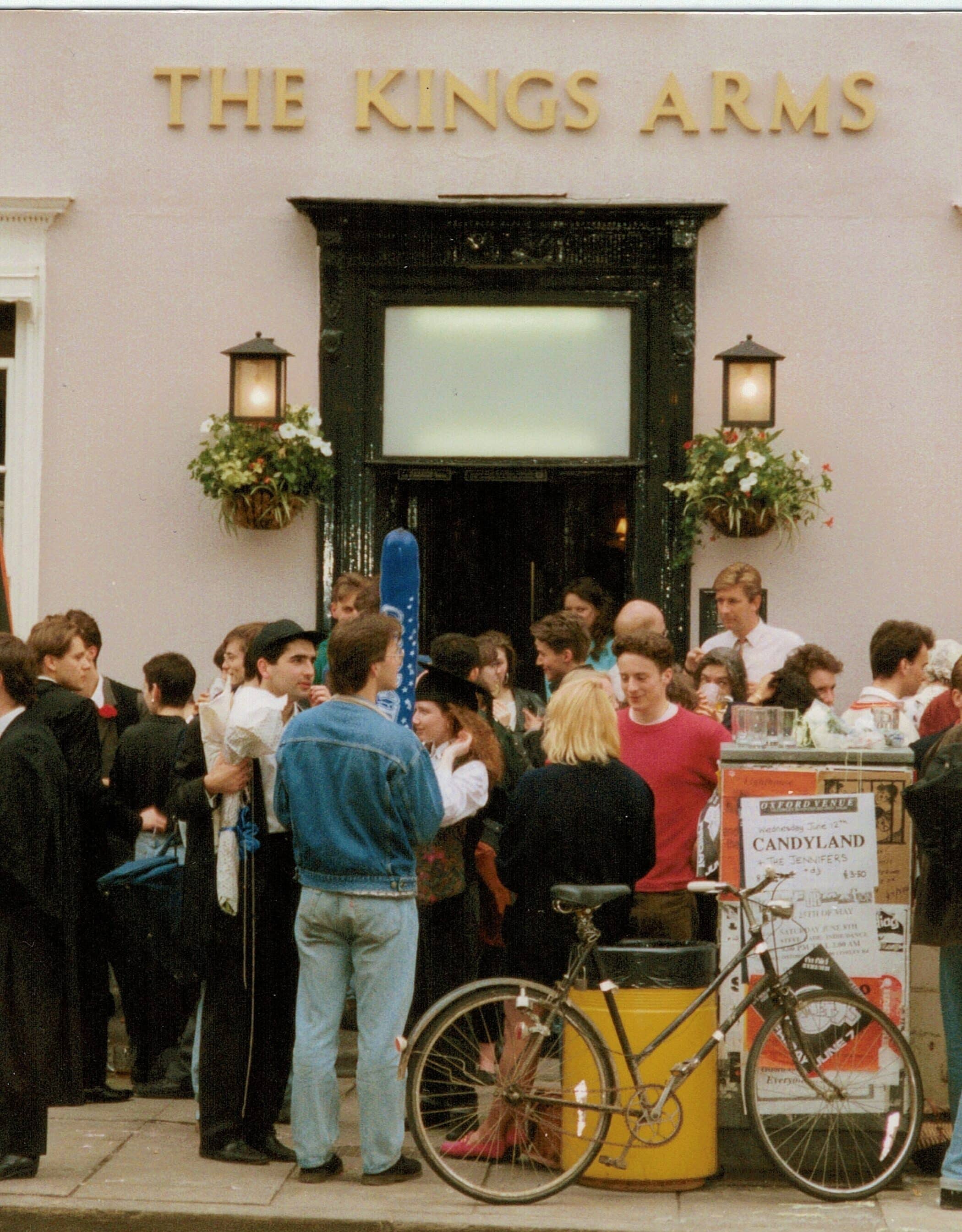 Celebrating outside the Kings Arms