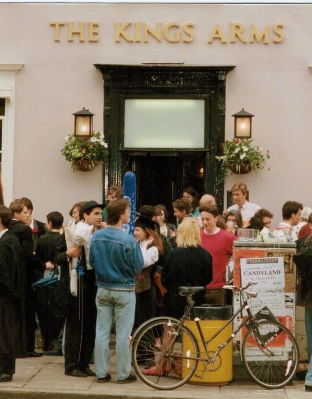 Celebrating outside the Kings Arms