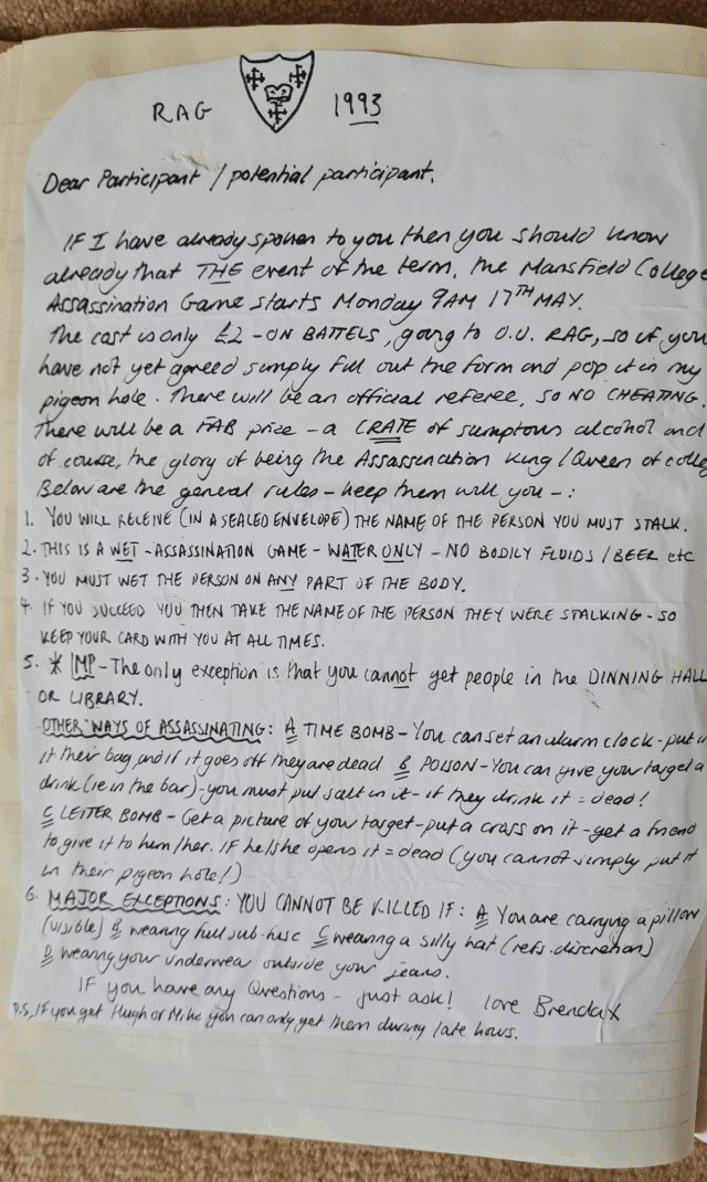 RAG Assassination game invitation